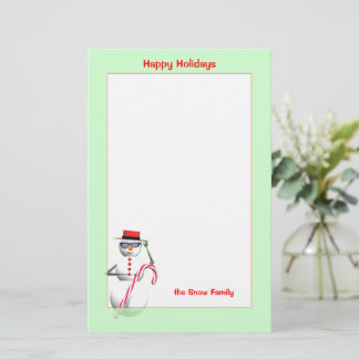 Christmas Holiday Snowman Stationery