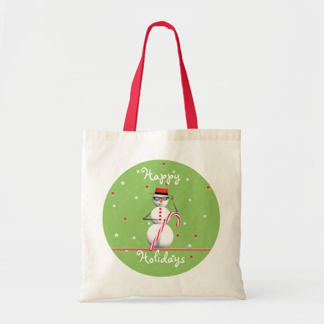 Christmas Holiday Snowman Tote Bag (Front)