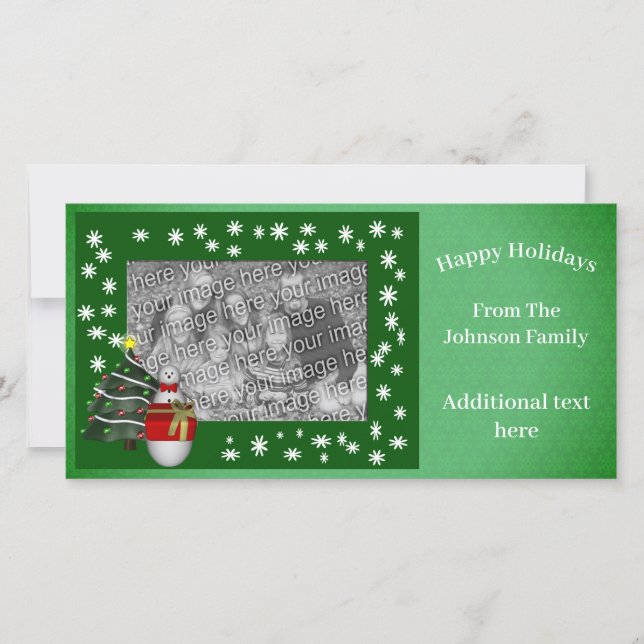 Christmas Holiday Snowman Tree Photo Card (Front)
