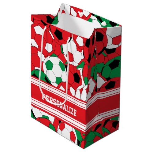 Christmas Holiday Soccer Ball Collage Medium Gift Bag