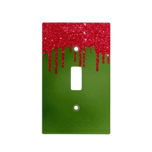 Christmas Holiday Sparkle Glitter Red Drips Light Switch Cover