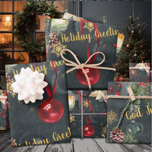 Christmas Holiday Splendor Edit The Greeting Wrapping Paper Sheets (Creator Uploaded)