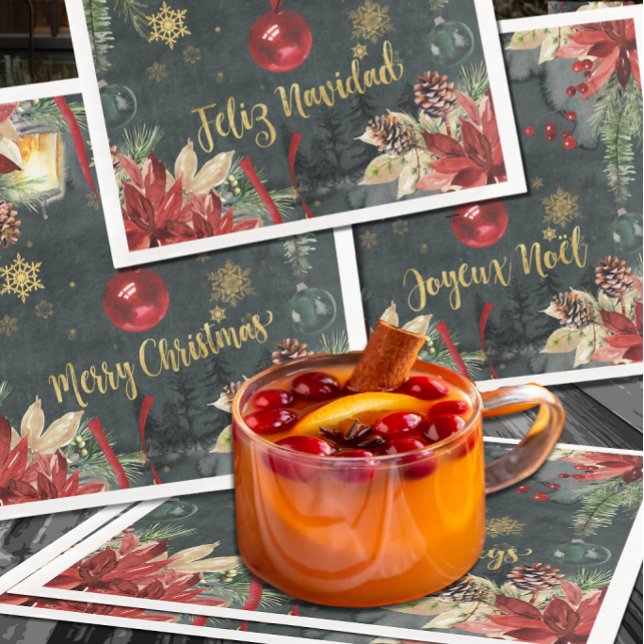 Christmas Holiday Splendor Feliz Navidad Paper Dinner Napkins (Creator Uploaded)