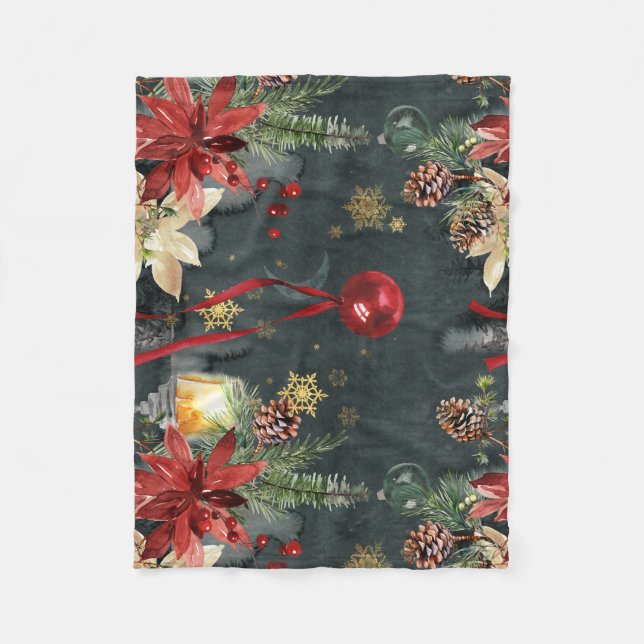 Christmas Holiday Splendor Fleece Blanket (Front)