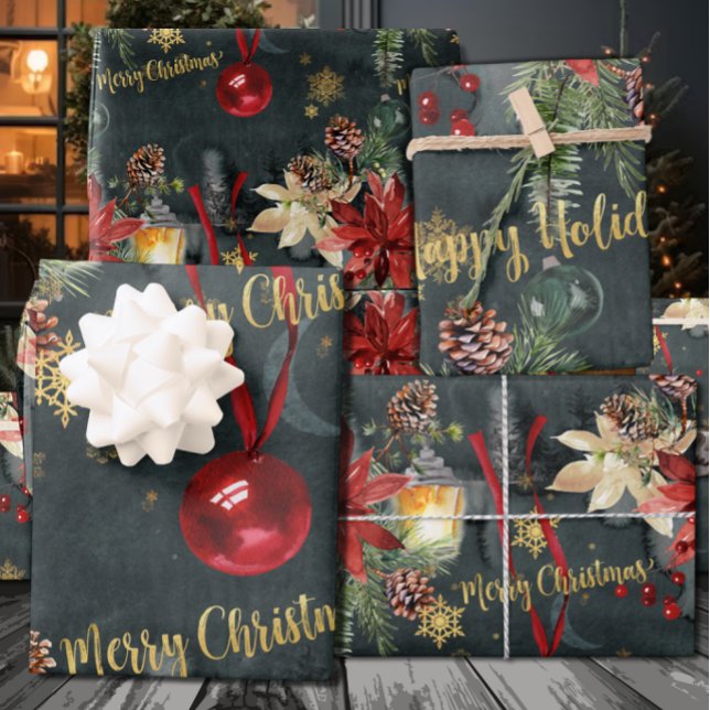 Christmas Holiday Splendor Glossy Wrapping Paper Sheets (Creator Uploaded)