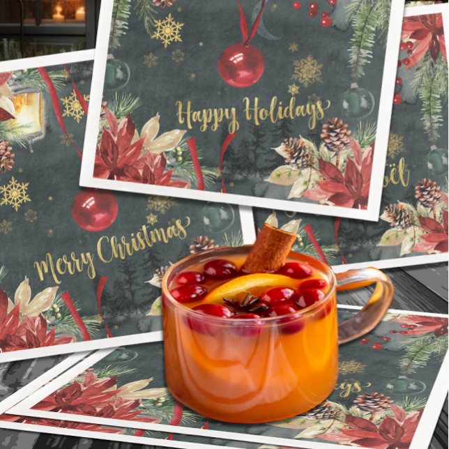 Christmas Holiday Splendor Happy Holidays Paper Dinner Napkins (Creator Uploaded)