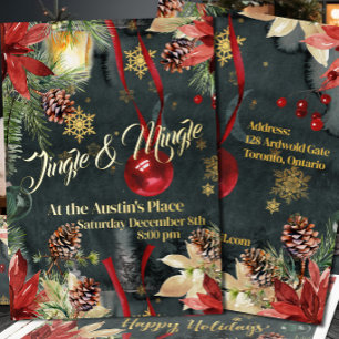 Christmas Holiday Splendor Jingle & Mingle Party Foil Invitation