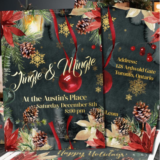 Christmas Holiday Splendor Jingle & Mingle Party  Foil Invitation (Creator Uploaded)