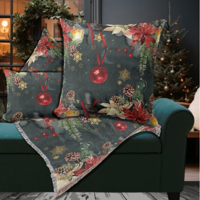 Christmas Holiday Splendor Throw Pillow (Creator Uploaded)