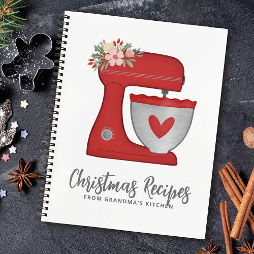 Christmas Holiday Stand Mixer Recipe Cookbook  Notebook