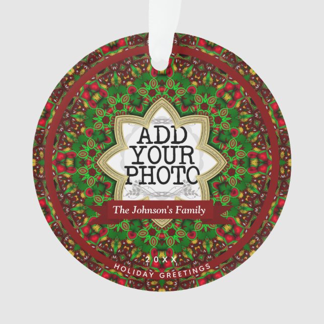 Christmas Holiday Star Family Keepsake Photo Plate Ornament (Front)
