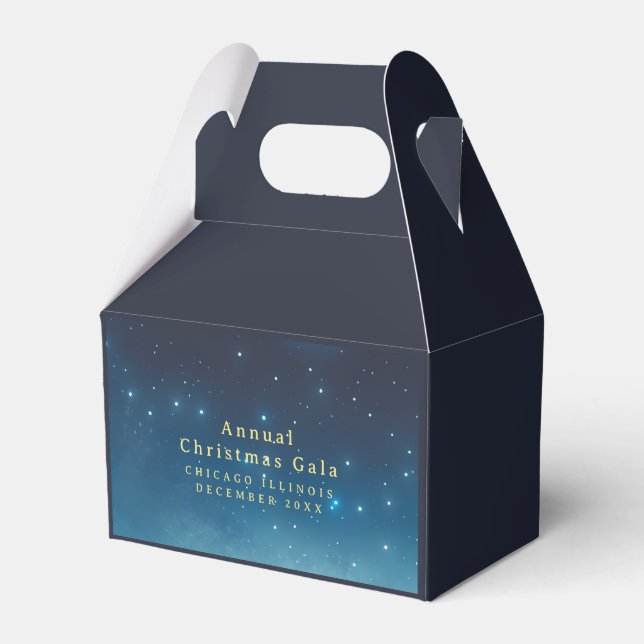 Christmas Holiday Stars Blue Favor Box (Front Side)