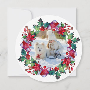 Christmas Holiday Stocking Floral Wreath Photo