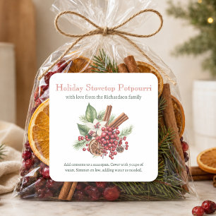 Christmas Holiday Stovetop Potpourri Square Sticker