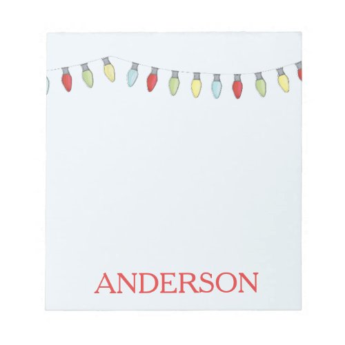 Christmas Holiday String lights Cute Whimsical Fun Notepad