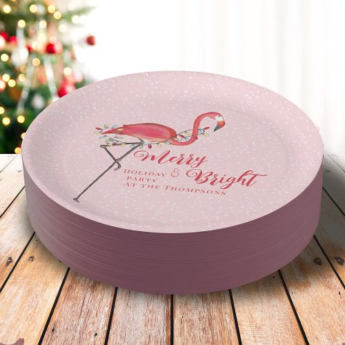 Christmas Holiday String Lights Merry and Bright  Paper Plates