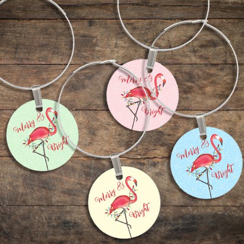 Christmas Holiday String Lights Merry and Bright  Wine Charm