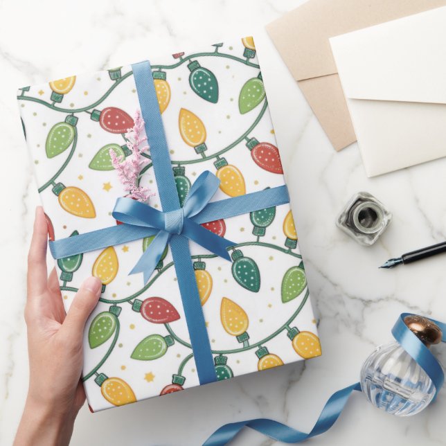 Christmas Holiday String Lights Pattern Wrapping Paper (Gifting)