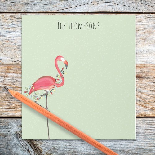 Christmas Holiday String Lights Pink Flamingo Cute Notepad