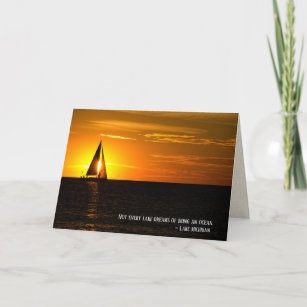 Christmas holiday sunset and sailboat card