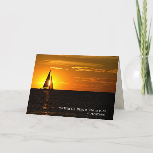 Christmas holiday sunset and sailboat card (Front)