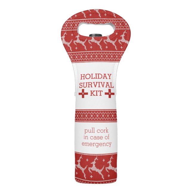 Christmas Holiday Survival Kit Funny Gift Wine Bag (Front)