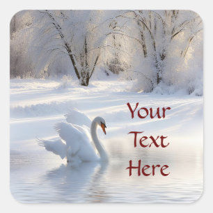 Christmas Holiday Swan in the Snow Beautiful Square Sticker