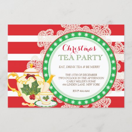 Christmas Holiday Tea Party Invitation