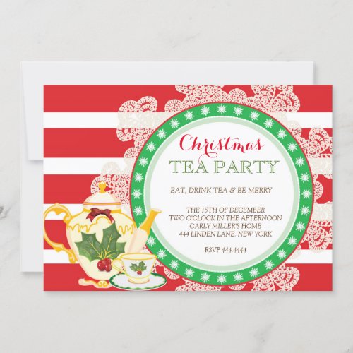 Christmas Holiday Tea Party Invitation