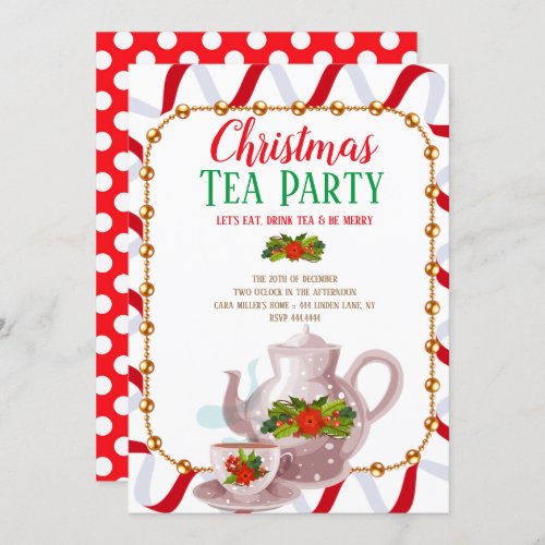 Christmas Holiday Tea Party Invitation