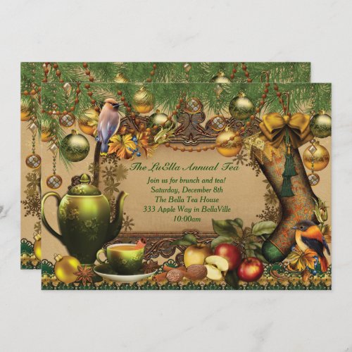 Christmas Holiday Tea Party Invitation