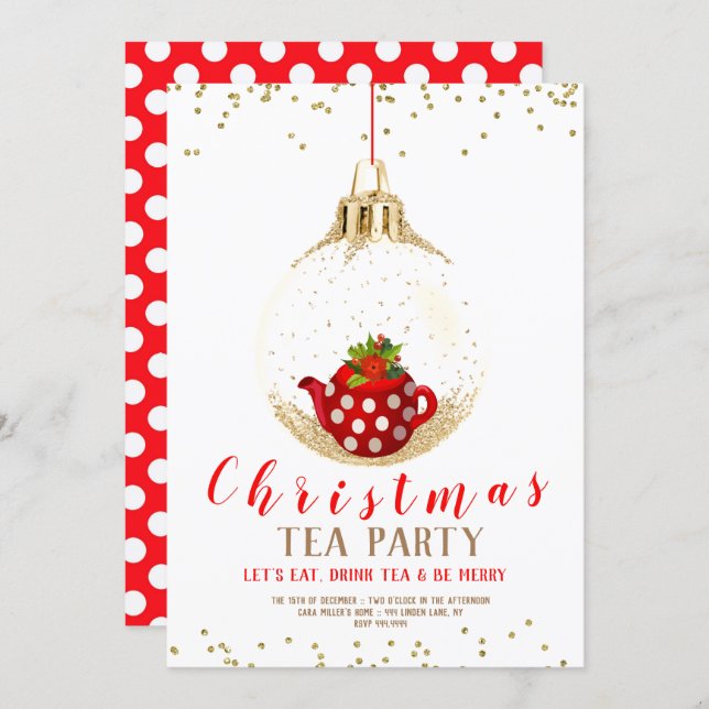 Christmas Holiday Tea Party Invitation (Front/Back)