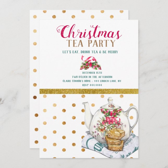 Christmas Holiday Tea Party Invitation (Front/Back)