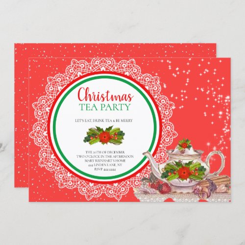 Christmas Holiday Tea Party Invitations