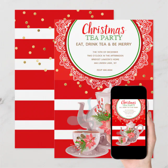 Christmas Holiday Tea Party Invitations | Zazzle