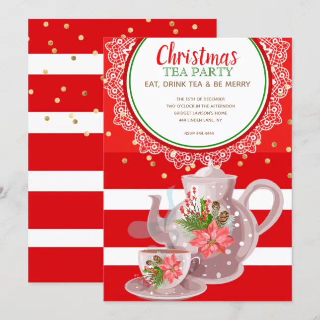 Christmas Holiday Tea Party Invitations | Zazzle