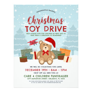Christmas Holiday Teddy Bear Toy Drive Fundraiser  Flyer