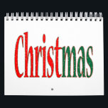 Christmas Holiday Text Calendar<br><div class="desc">The text Christmas divided into Christ and Mas with snow flakes</div>