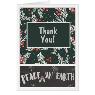 Christmas Holiday Thank You Card- Peace on Earth Cards