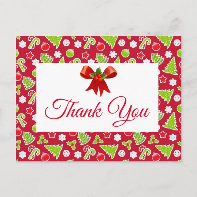 Christmas Holiday Thank You Post Card (Front)