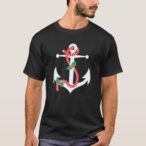Christmas Holiday Themed Nautical Anchor11 T_Shirt