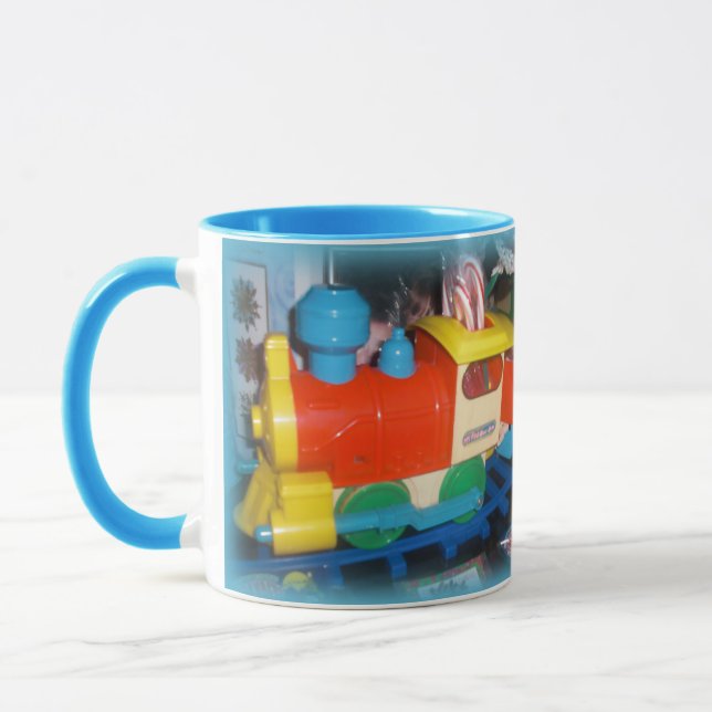 Christmas Holiday Toy Train Customize Personalize Mug (Left)