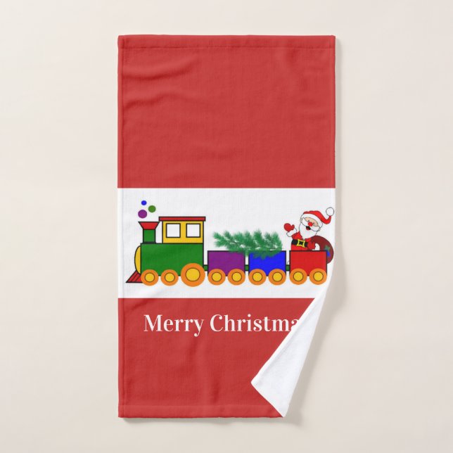 Christmas Holiday Train / Red Hand Towel (Hand Towel)