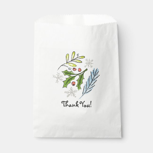 Christmas Holiday Treat Favor Thank You Bag Holly