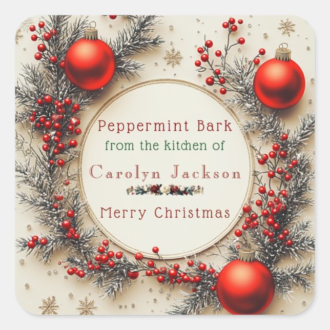 Christmas Holiday Treats Cookies Candy Square Sticker (Front)