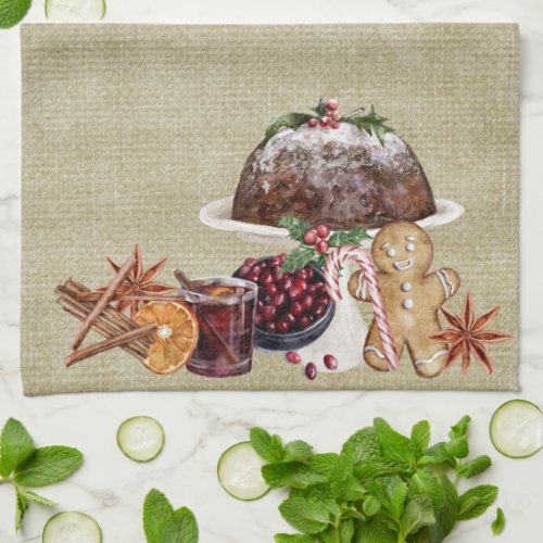 Christmas Holiday Treats Sweets and Cider Kitchen Towel