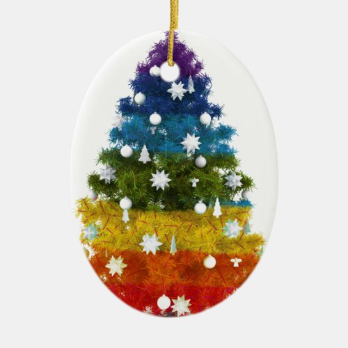 christmas holiday tree colors happy joy ceramic ornament