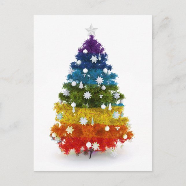 christmas holiday tree colors happy joy postcard (Front)