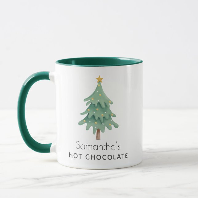Christmas Holiday Tree Simple Modern Custom Mug (Left)