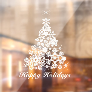 Christmas holiday tree white custom window cling